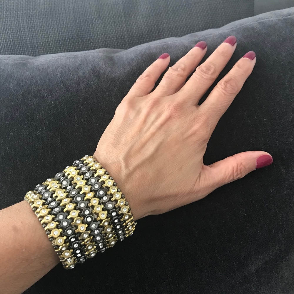 Wide Two-tone Elastic Cuff Bracelet - Henri Bendel